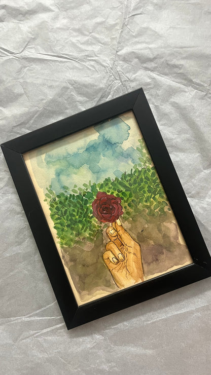 Rose Flower Hand Painted Frame