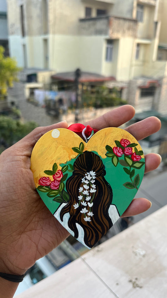 Pretty Hair Girl Heart Wall Hanging