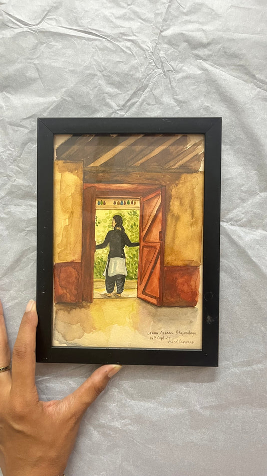 Girl Standing Hand Painted Frame