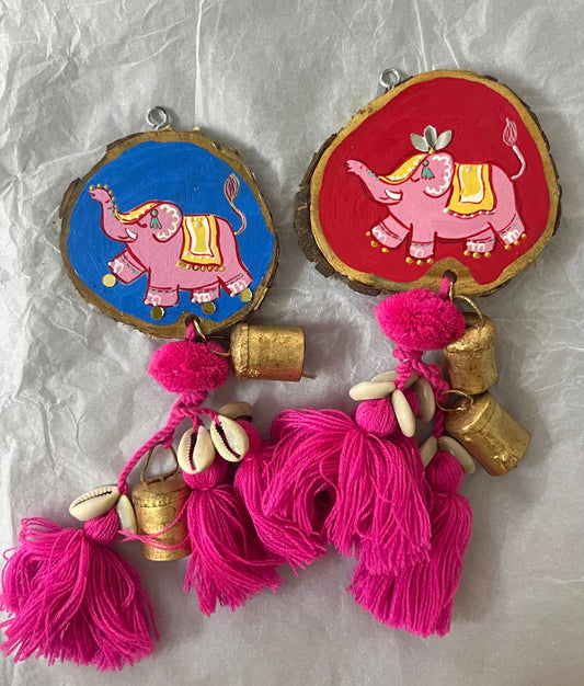 Elephant Door Charm with Bells and Tassels Combo