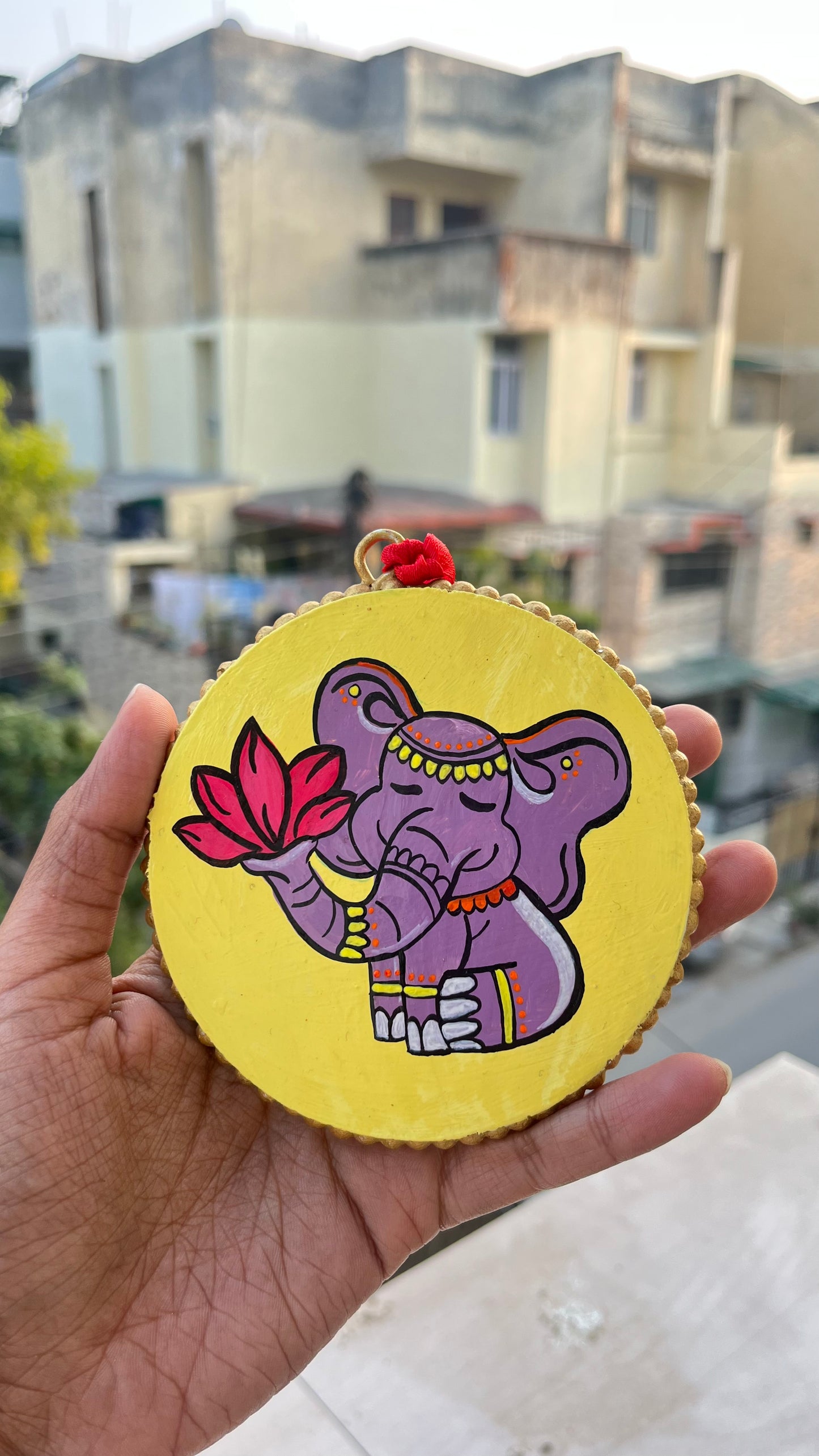 Wall Hanging Circle - Baby Elephant