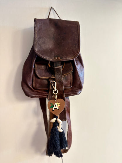 A Initial Bag Charm (Brown)