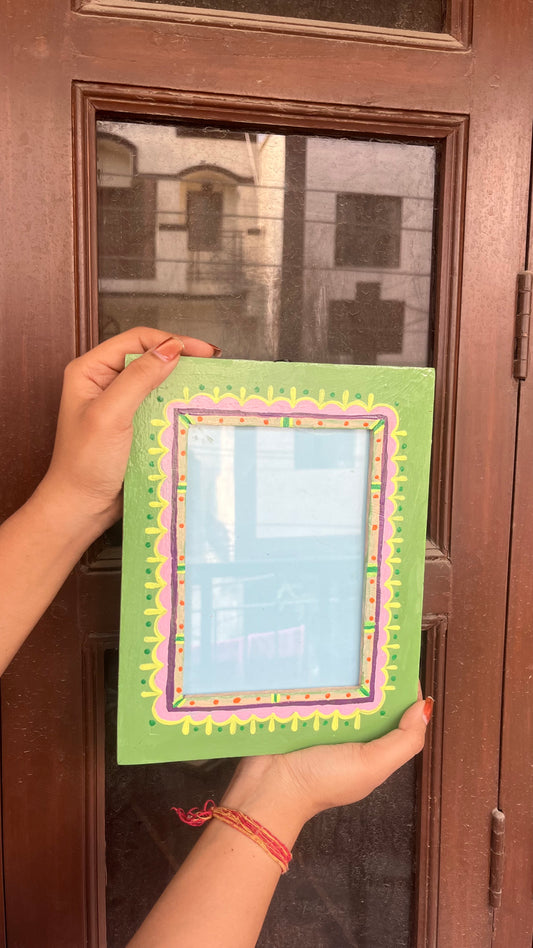 Green Rangoli Photo Frame