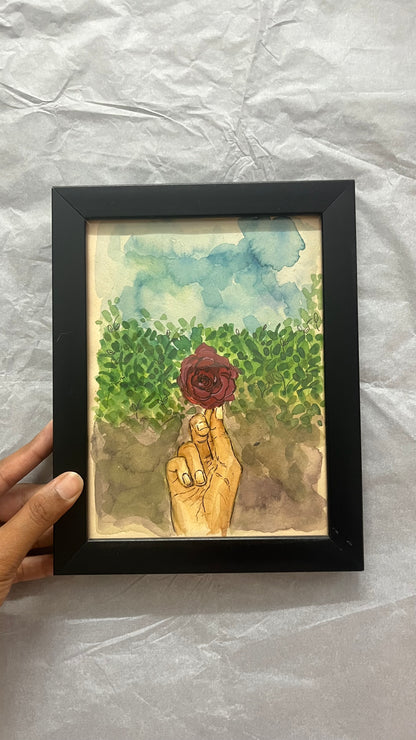 Rose Flower Hand Painted Frame
