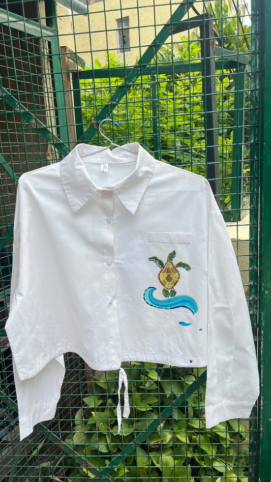 Tortoise Hand painted Cotton Shirt