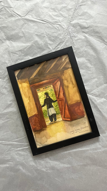 Girl Standing Hand Painted Frame