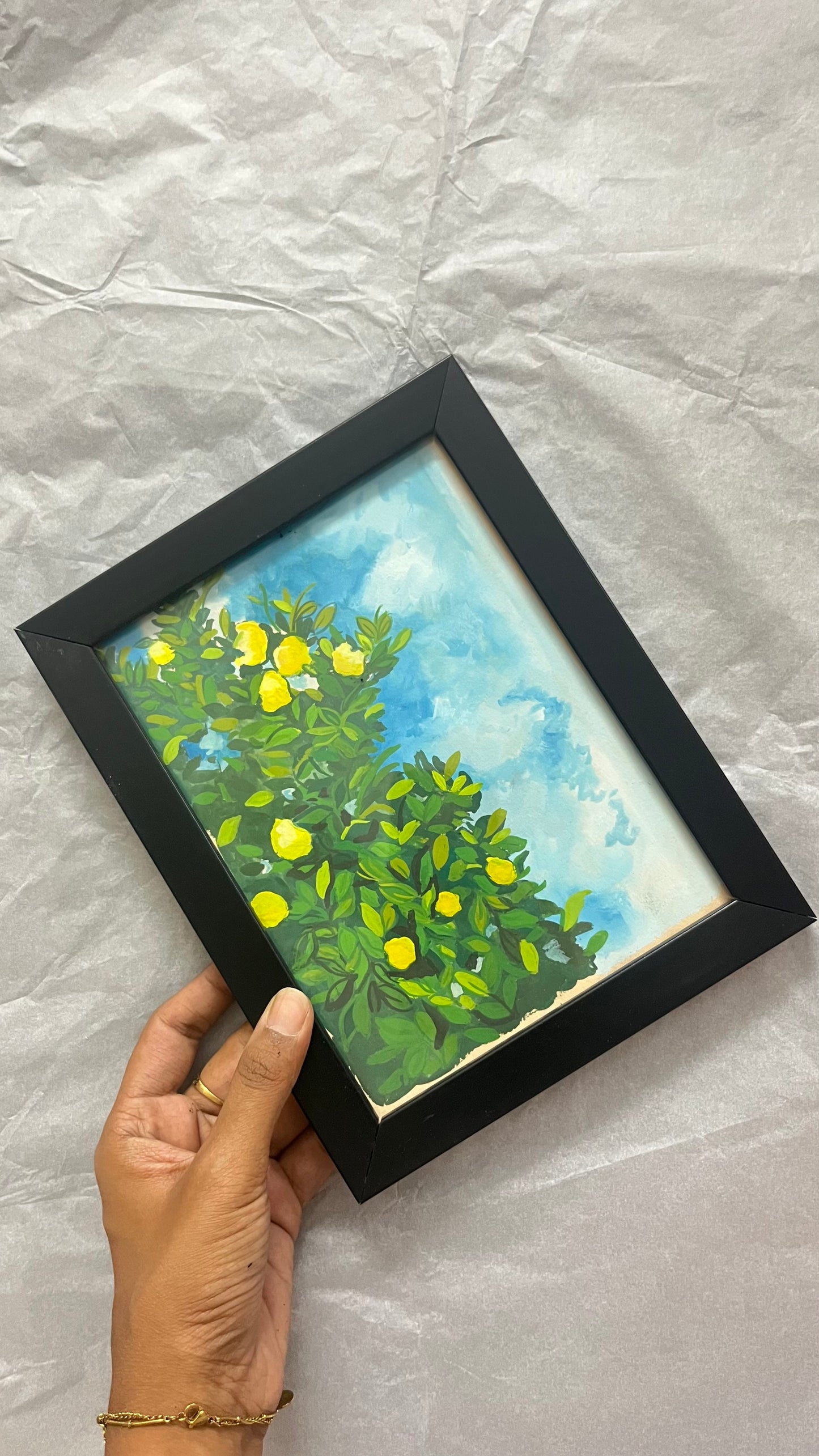 Lemon Garden Hand Painted Frame